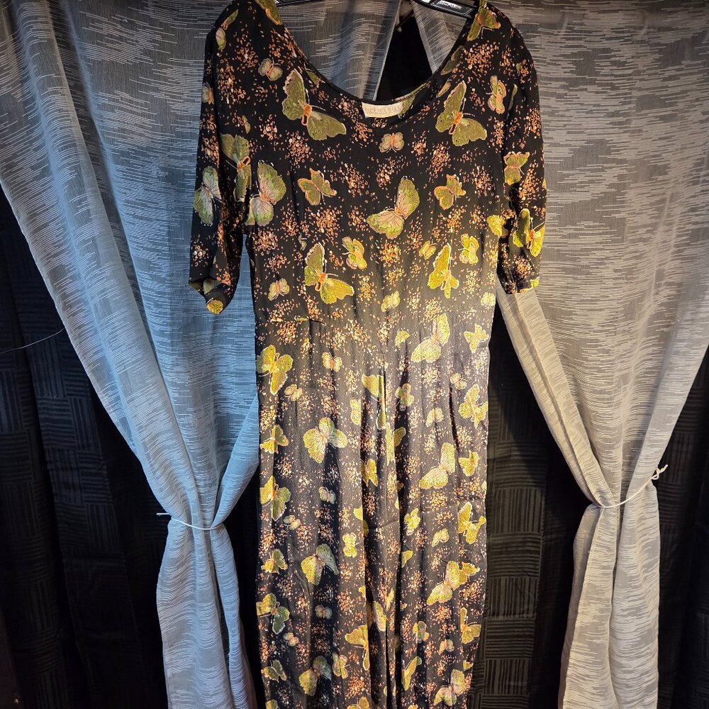 Vintage 90s Marrika Nakk Butterfly Print Dress